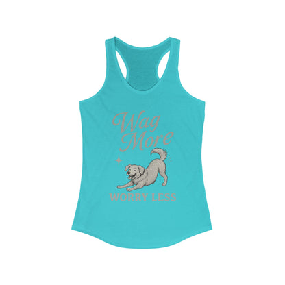 Wag More, Worry Less – Women’s Racerback Dog Tank Top