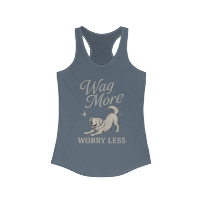 Wag More, Worry Less – Women’s Racerback Dog Tank Top