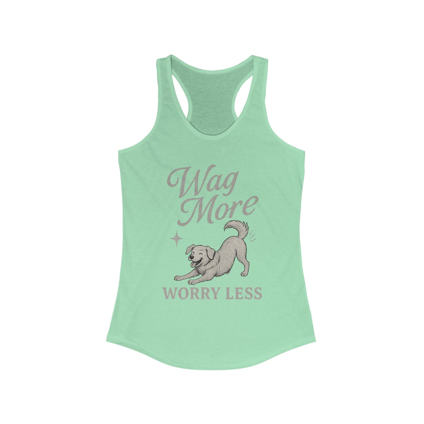 Wag More, Worry Less – Women’s Racerback Dog Tank Top