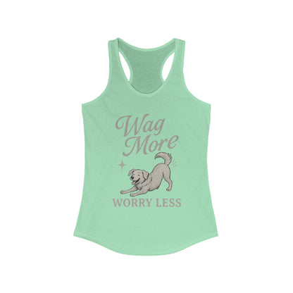 Wag More, Worry Less – Women’s Racerback Dog Tank Top