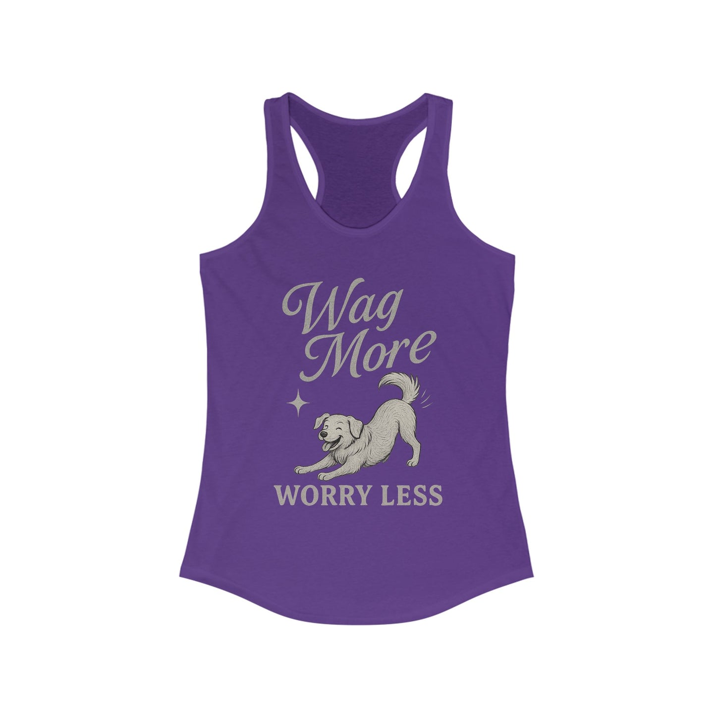 Wag More, Worry Less – Women’s Racerback Dog Tank Top