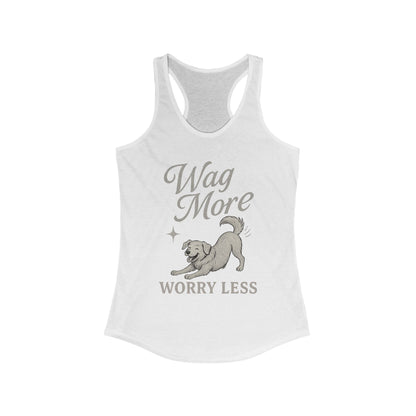 Wag More, Worry Less – Women’s Racerback Dog Tank Top