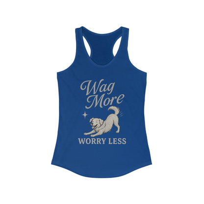 Wag More, Worry Less – Women’s Racerback Dog Tank Top