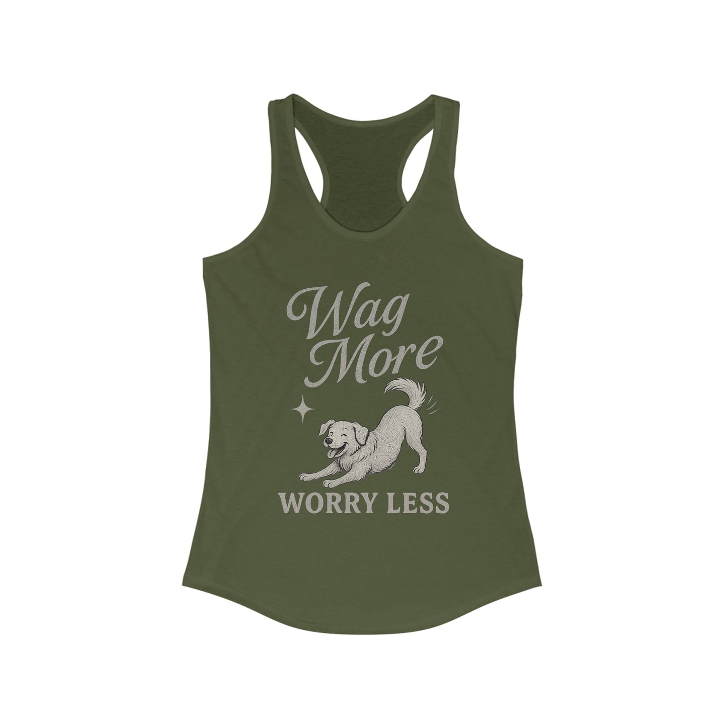 Wag More, Worry Less – Women’s Racerback Dog Tank Top