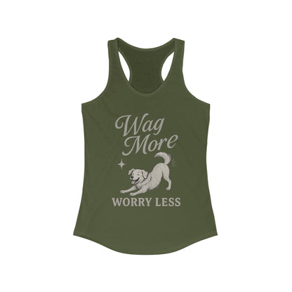Wag More, Worry Less – Women’s Racerback Dog Tank Top