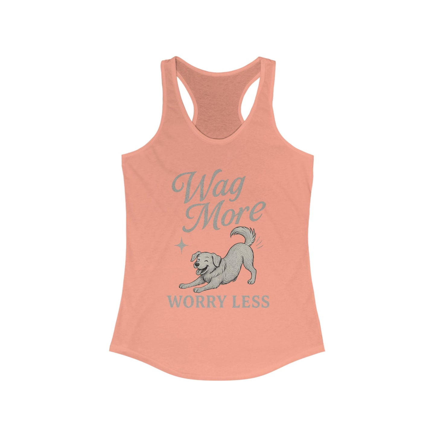 Wag More, Worry Less – Women’s Racerback Dog Tank Top