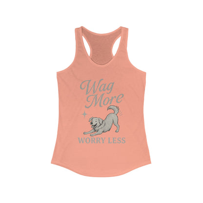 Wag More, Worry Less – Women’s Racerback Dog Tank Top