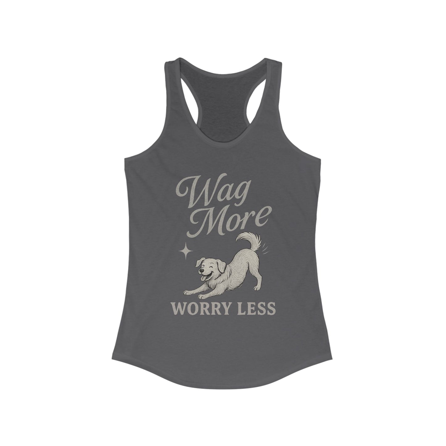 Wag More, Worry Less – Women’s Racerback Dog Tank Top