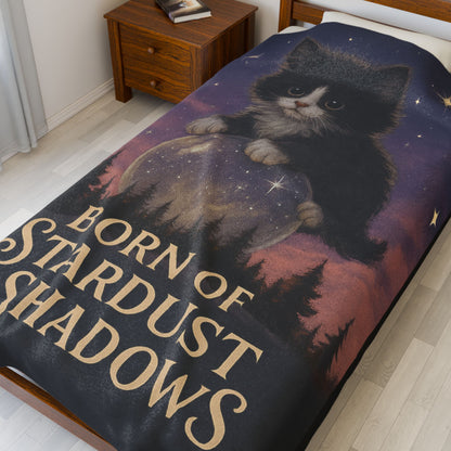 Personalized Image: Born of Stardust & Shadows - Velveteen Blanket