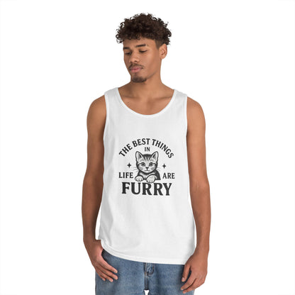 The Best Things in Life are Furry - Heavy Cotton Unisex Tank Top