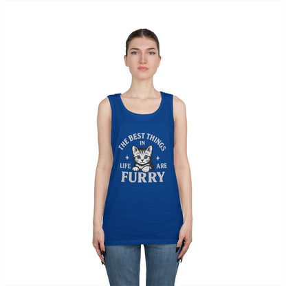The Best Things in Life are Furry - Heavy Cotton Unisex Tank Top
