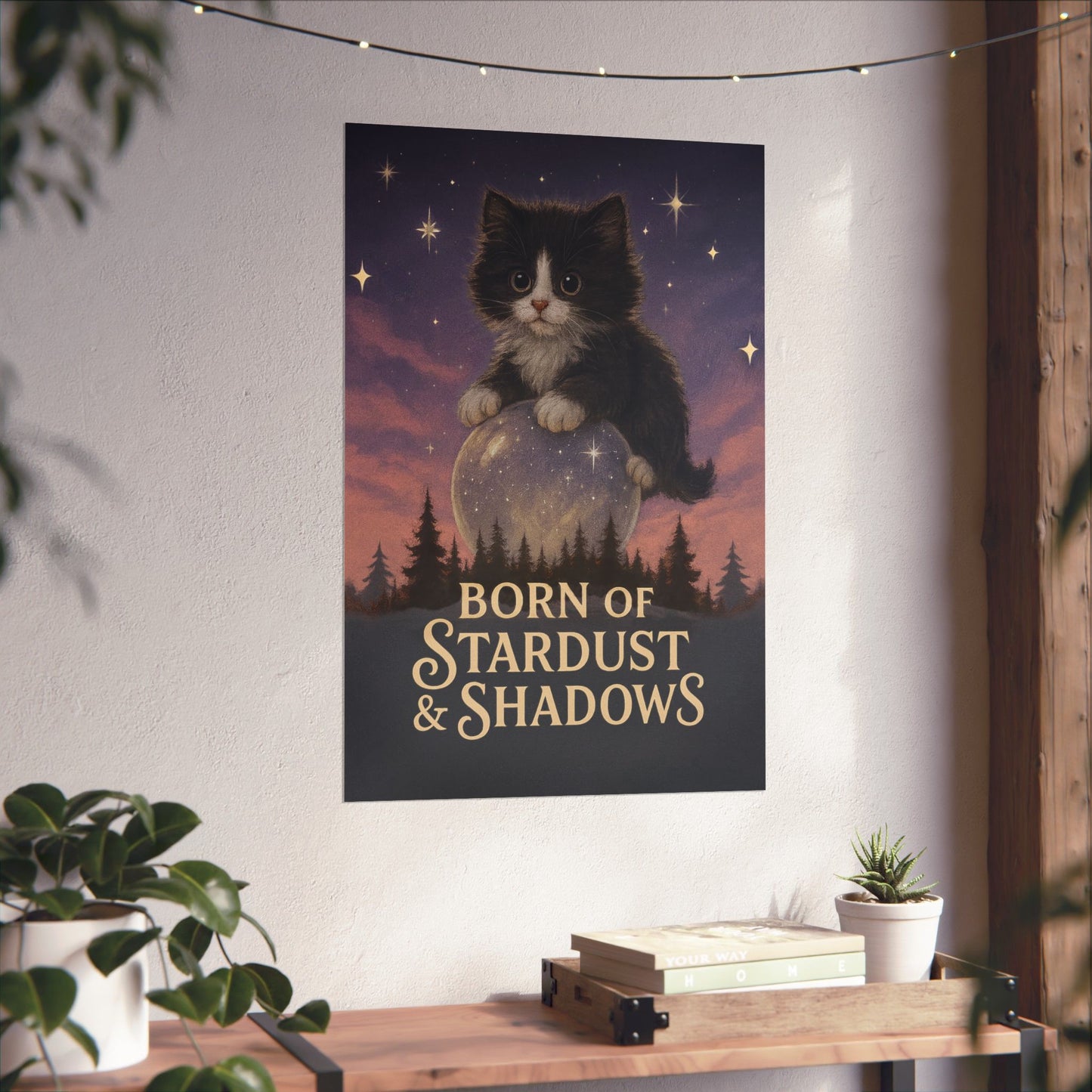 Born of Stardust & Shadows - Cat Art Poster
