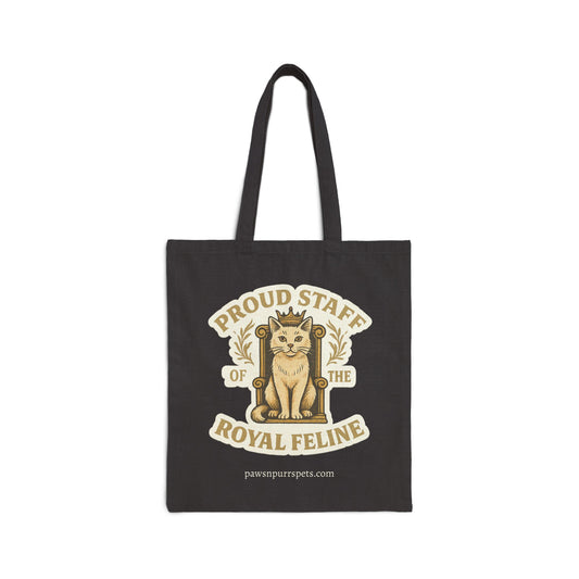Proud Staff of the Royal Feline – Cat-Themed Cotton Canvas Tote Bag