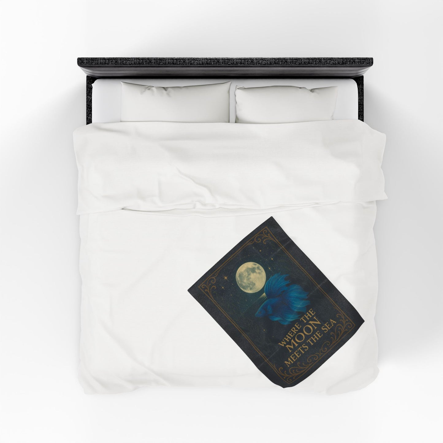 Mystical Where the Moon Meets the Sea - Betta Fish Velveteen Blanket