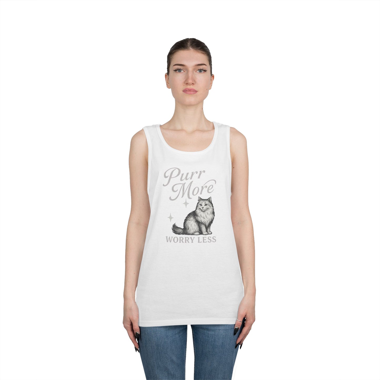 Purr More, Worry Less - Heavy Cotton Unisex Tank Top