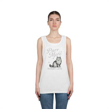Purr More, Worry Less - Heavy Cotton Unisex Tank Top