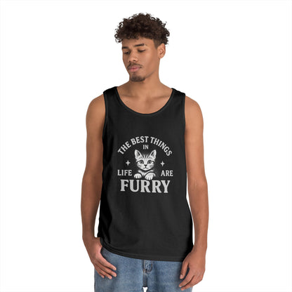 The Best Things in Life are Furry - Heavy Cotton Unisex Tank Top
