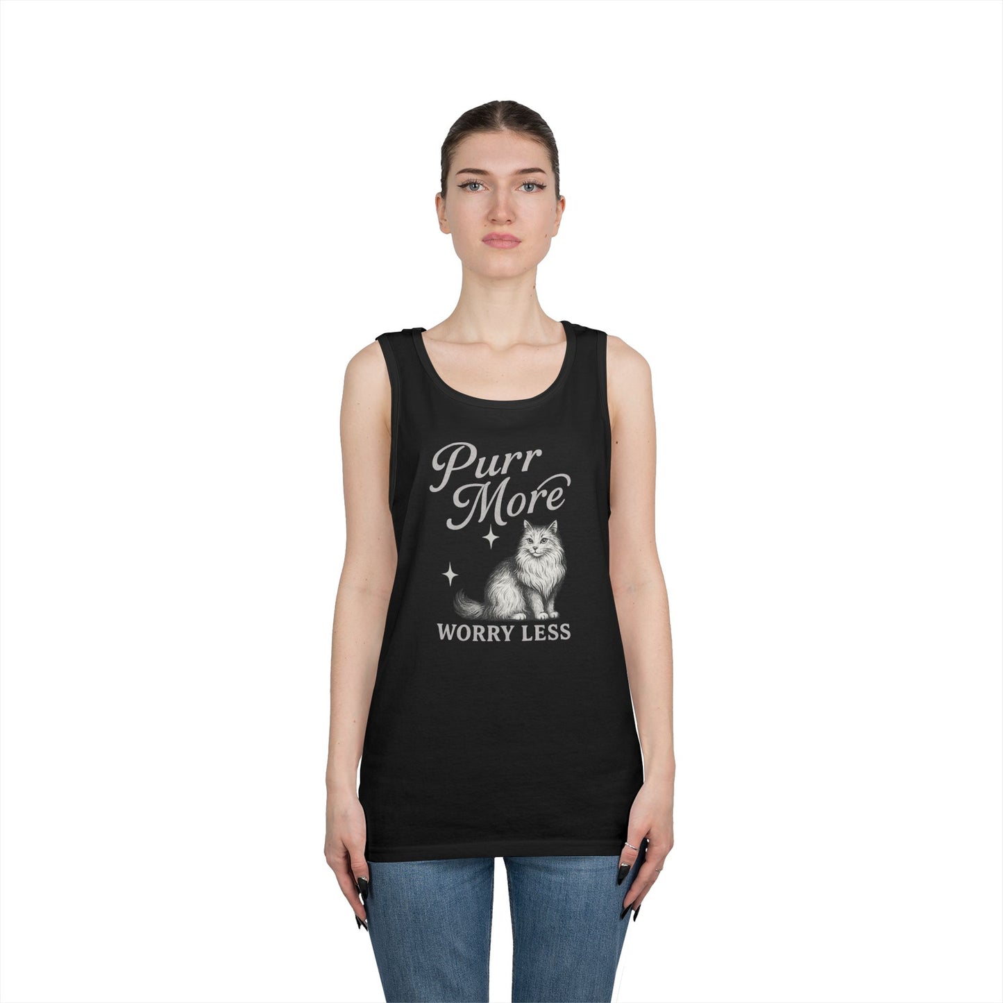 Purr More, Worry Less - Heavy Cotton Unisex Tank Top