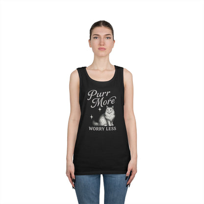 Purr More, Worry Less - Heavy Cotton Unisex Tank Top