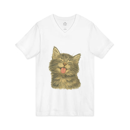 Kitty Lick - V-Neck Unisex T-Shirt