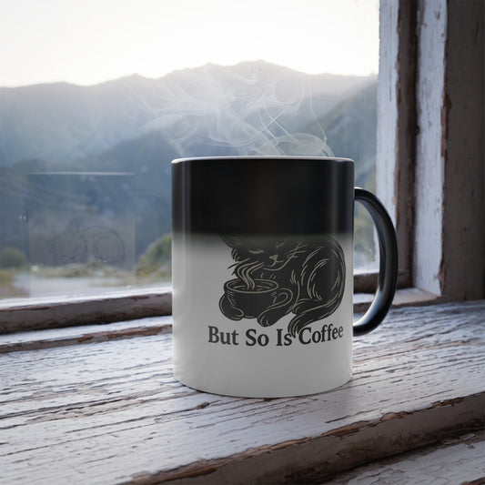 Rest Is Essential, But So Is Coffee – Whimsical Cat Color Morphing 11oz Mug
