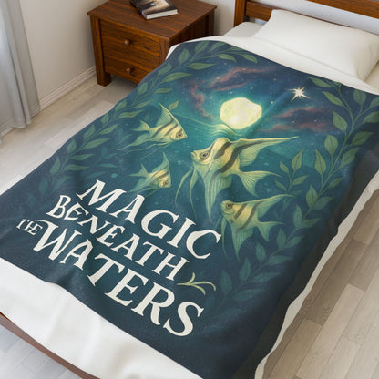 Magic Beneath the Waters - Angel Fish Velveteen Blanket