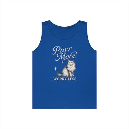 Purr More, Worry Less - Heavy Cotton Unisex Tank Top