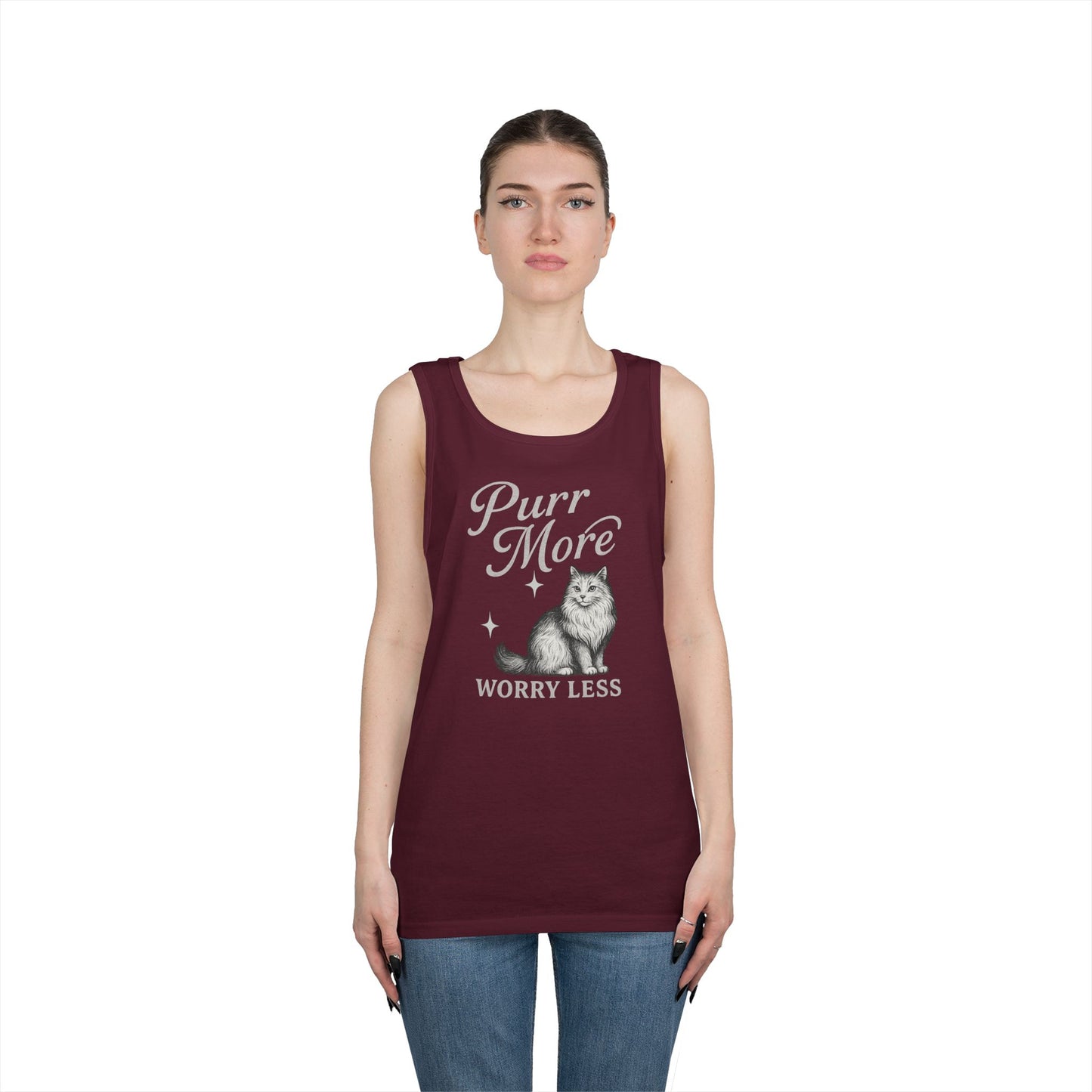 Purr More, Worry Less - Heavy Cotton Unisex Tank Top