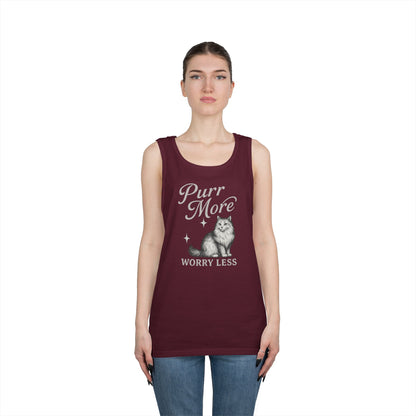 Purr More, Worry Less - Heavy Cotton Unisex Tank Top
