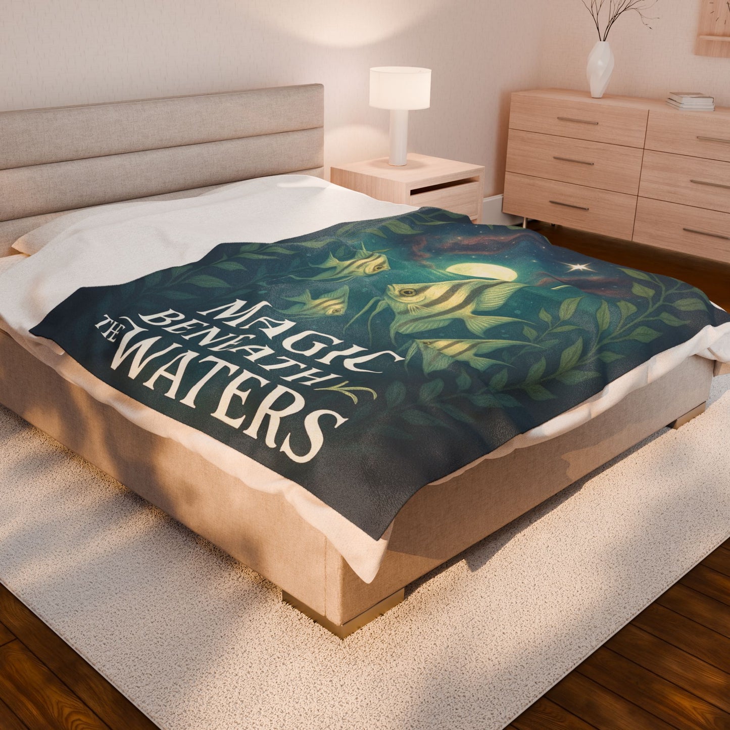 Magic Beneath the Waters - Angel Fish Velveteen Blanket