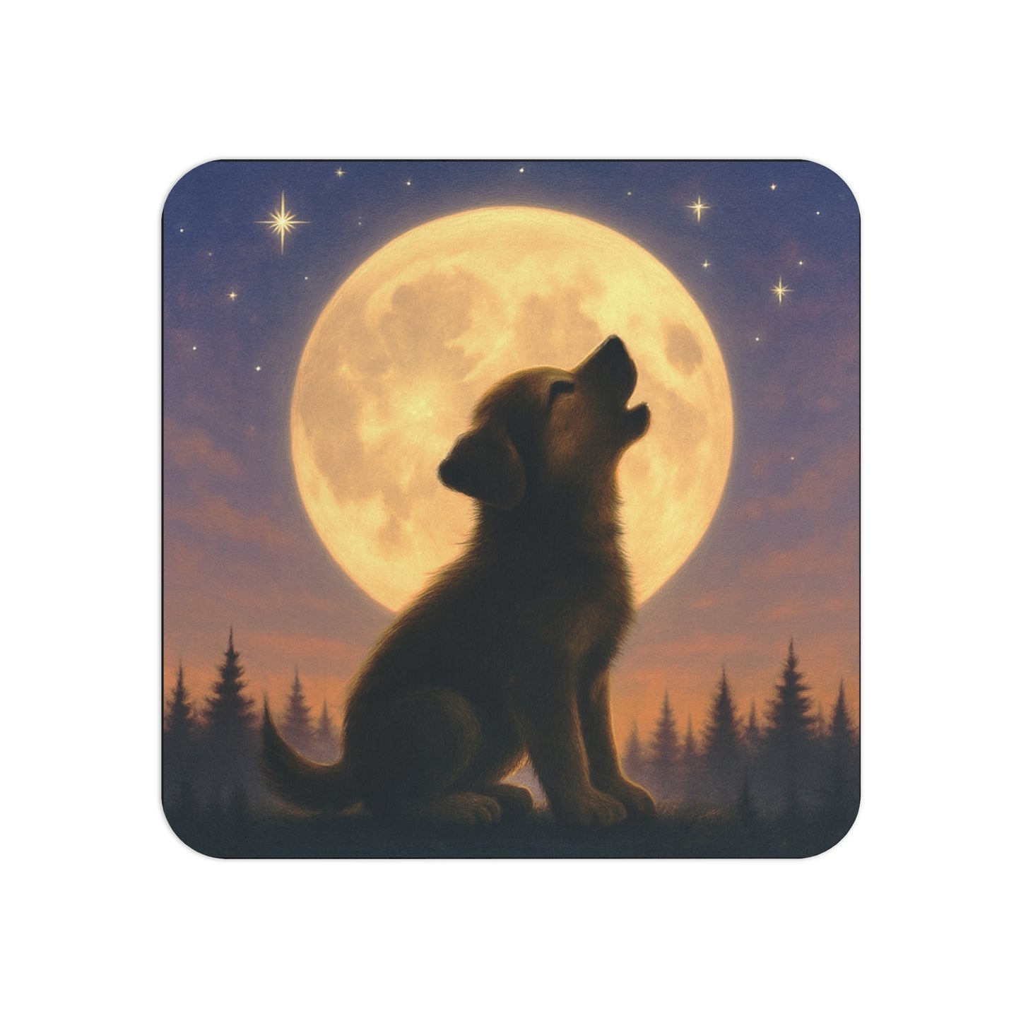 Mystical Pets: Puppy Howl - Neoprene 4" Coasters