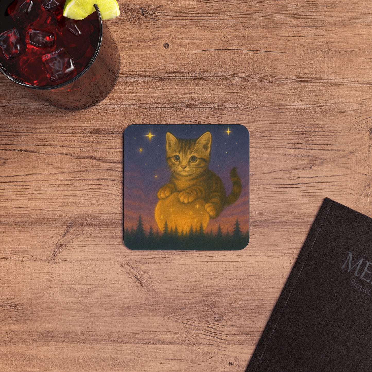 Mystical Pets: Tabby Moon - Neoprene 4" Coasters