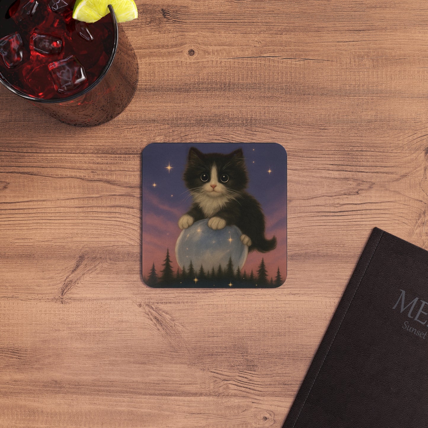 Mystical Pets: Tuxedo Moon - Neoprene 4" Coasters
