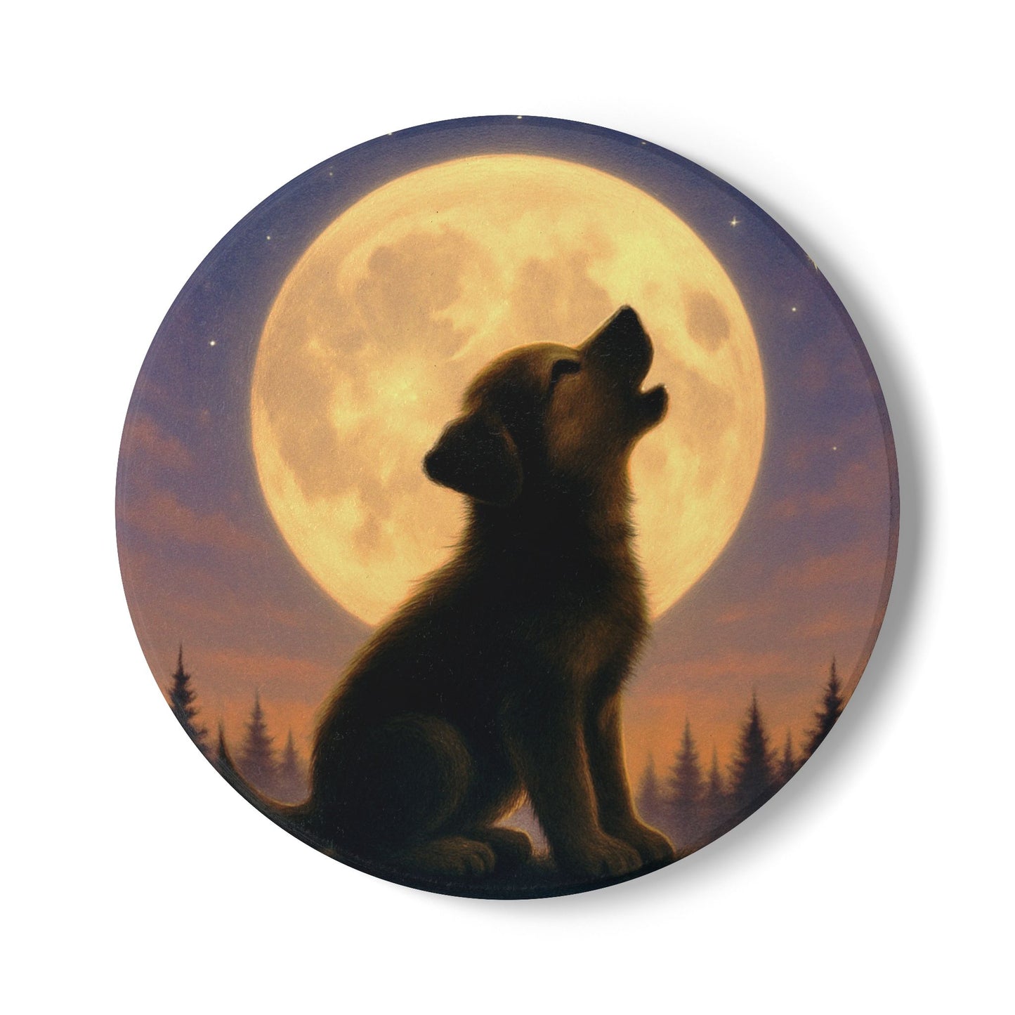 Mystical Pets: Puppy Howl - Neoprene 4" Coasters