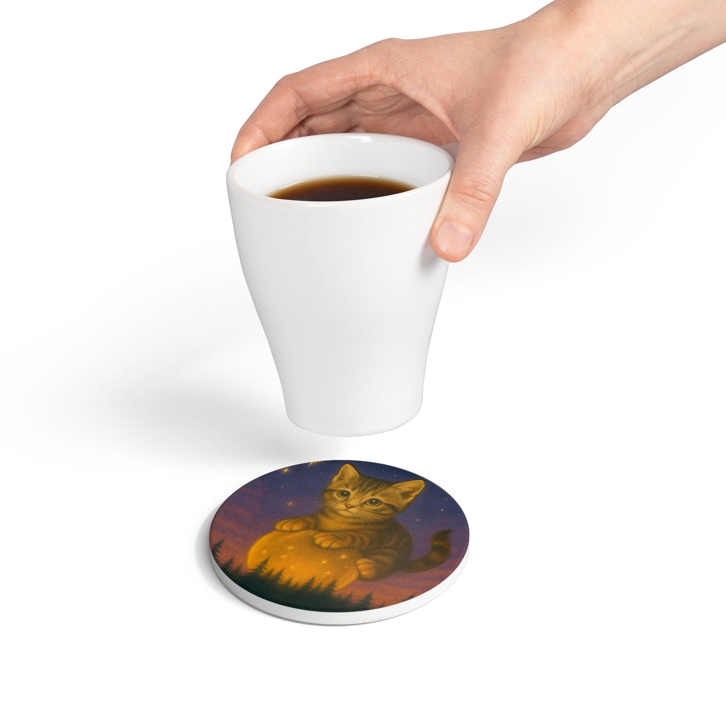 Mystical Pets: Tabby Moon - Neoprene 4" Coasters