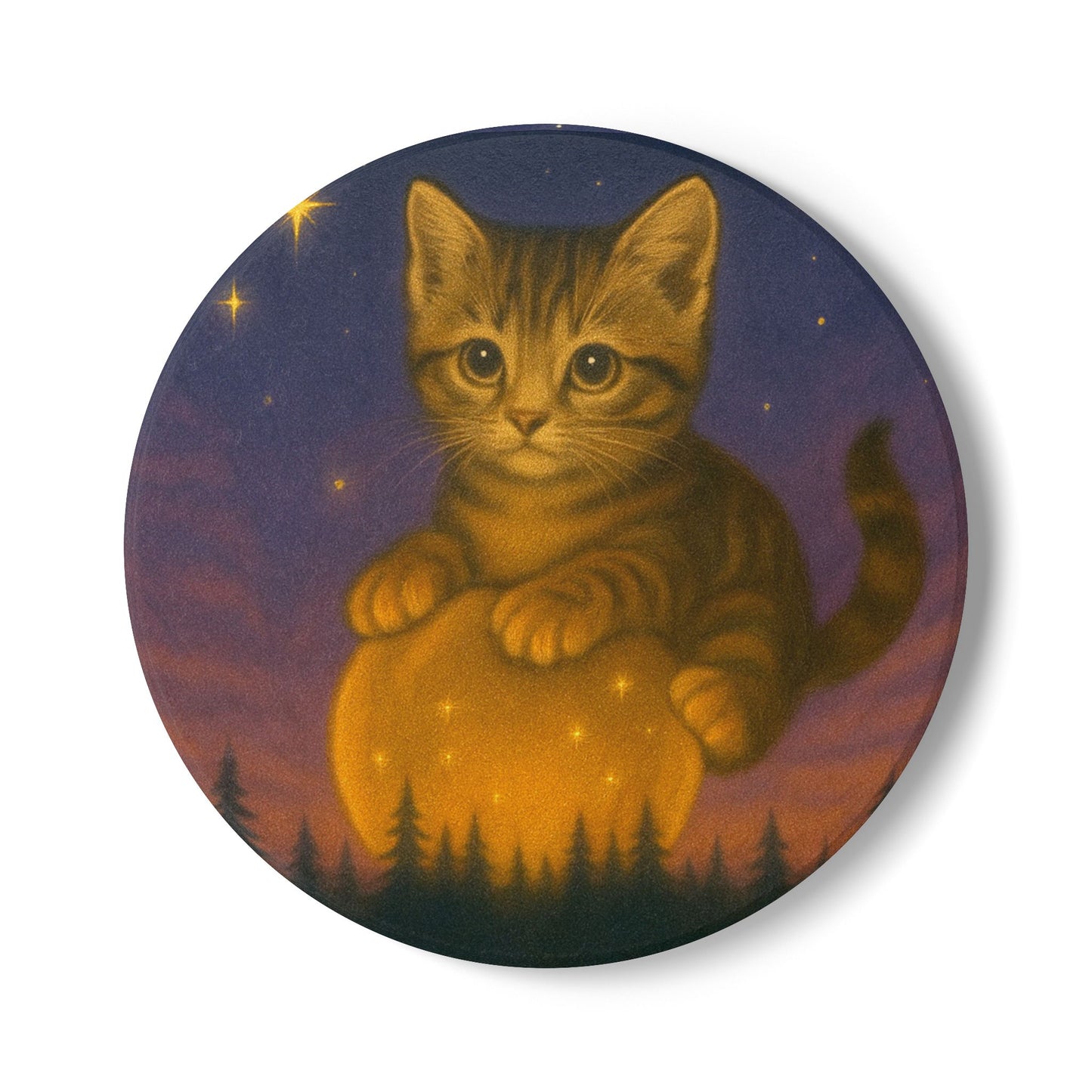 Mystical Pets: Tabby Moon - Neoprene 4" Coasters