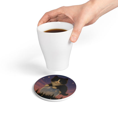 Mystical Pets: Tuxedo Moon - Neoprene 4" Coasters
