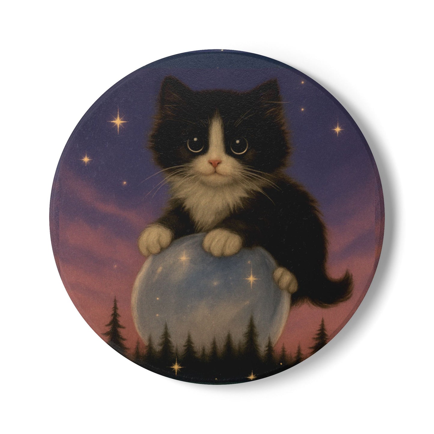 Mystical Pets: Tuxedo Moon - Neoprene 4" Coasters