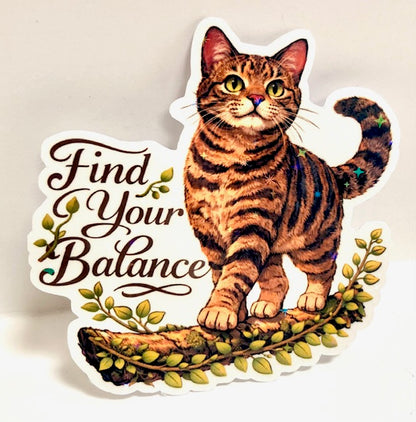 Find Your Balance - Life Lessons Cat Sticker