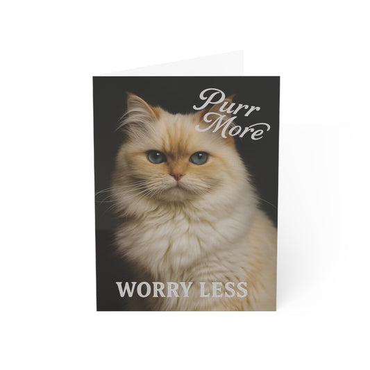 "Purr More, Worry Less" Life Lessons from Our Pets: Cat Greeting Card