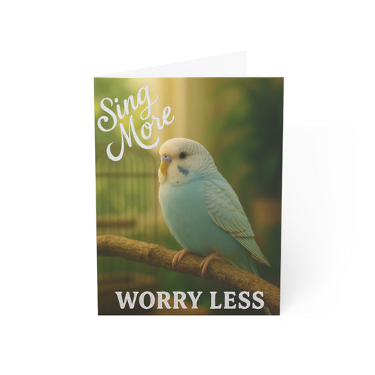 "Sing More, Worry Less" Life Lessons from Our Pets: Parakeet Bird Greeting Card