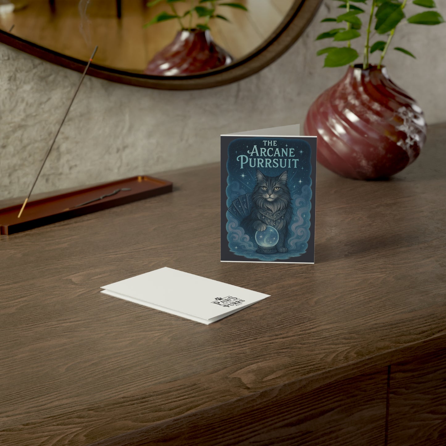 "Arcane Purrsuit" - Mystical Cats Greeting Card