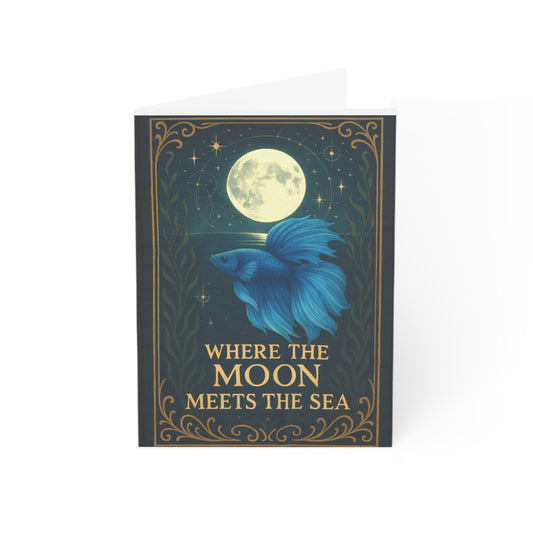 "Where the Moon Meets the Sea" - Mystical Pets Greeting Card