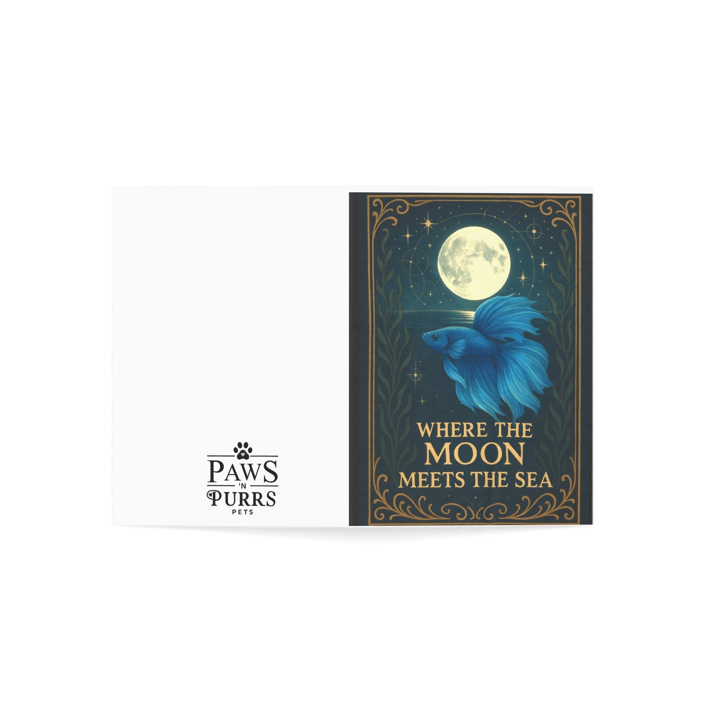 "Where the Moon Meets the Sea" - Mystical Pets Greeting Card