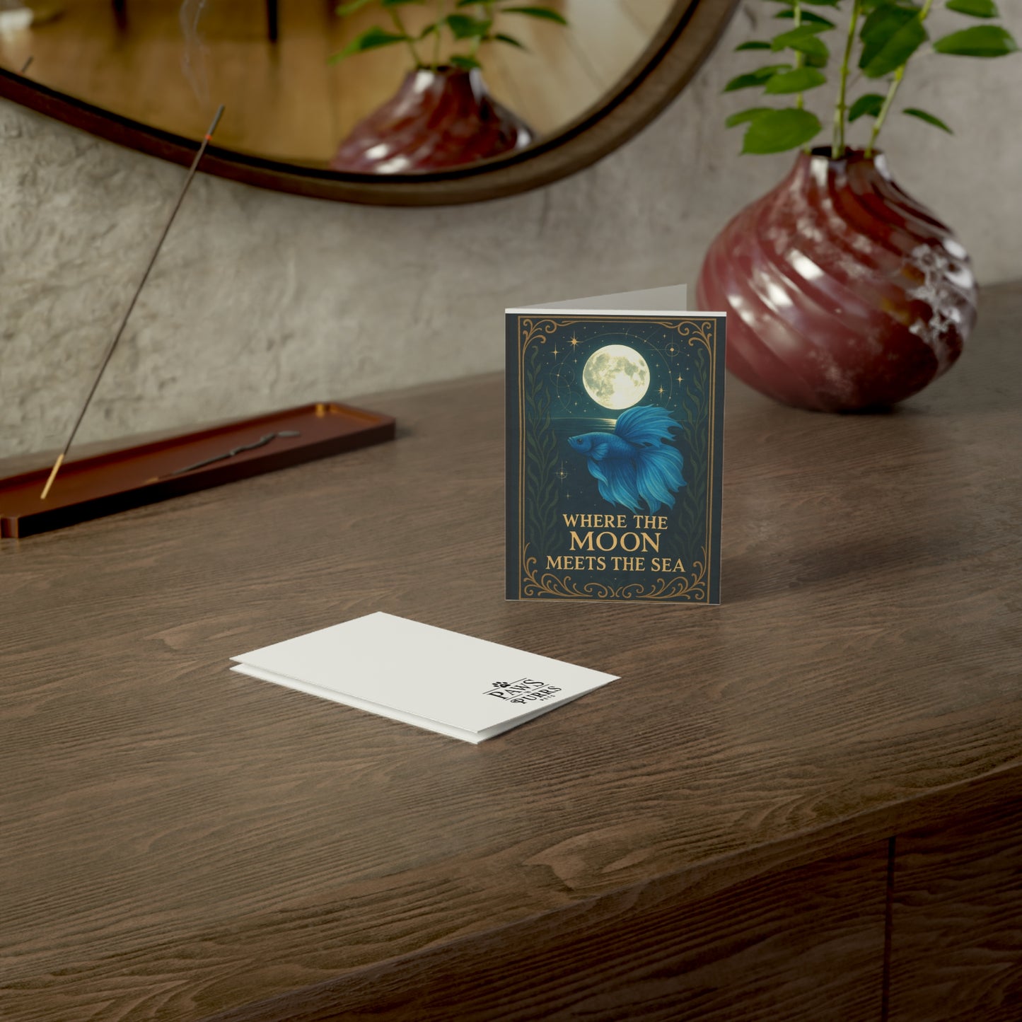 "Where the Moon Meets the Sea" - Mystical Pets Greeting Card