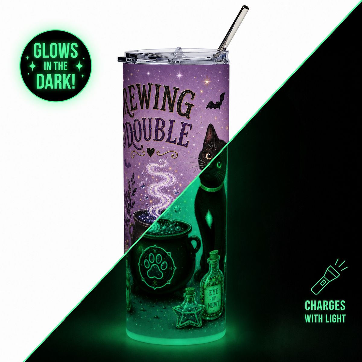 Brewing Trouble - 20oz Glow-in-the-Dark Steel Tumbler