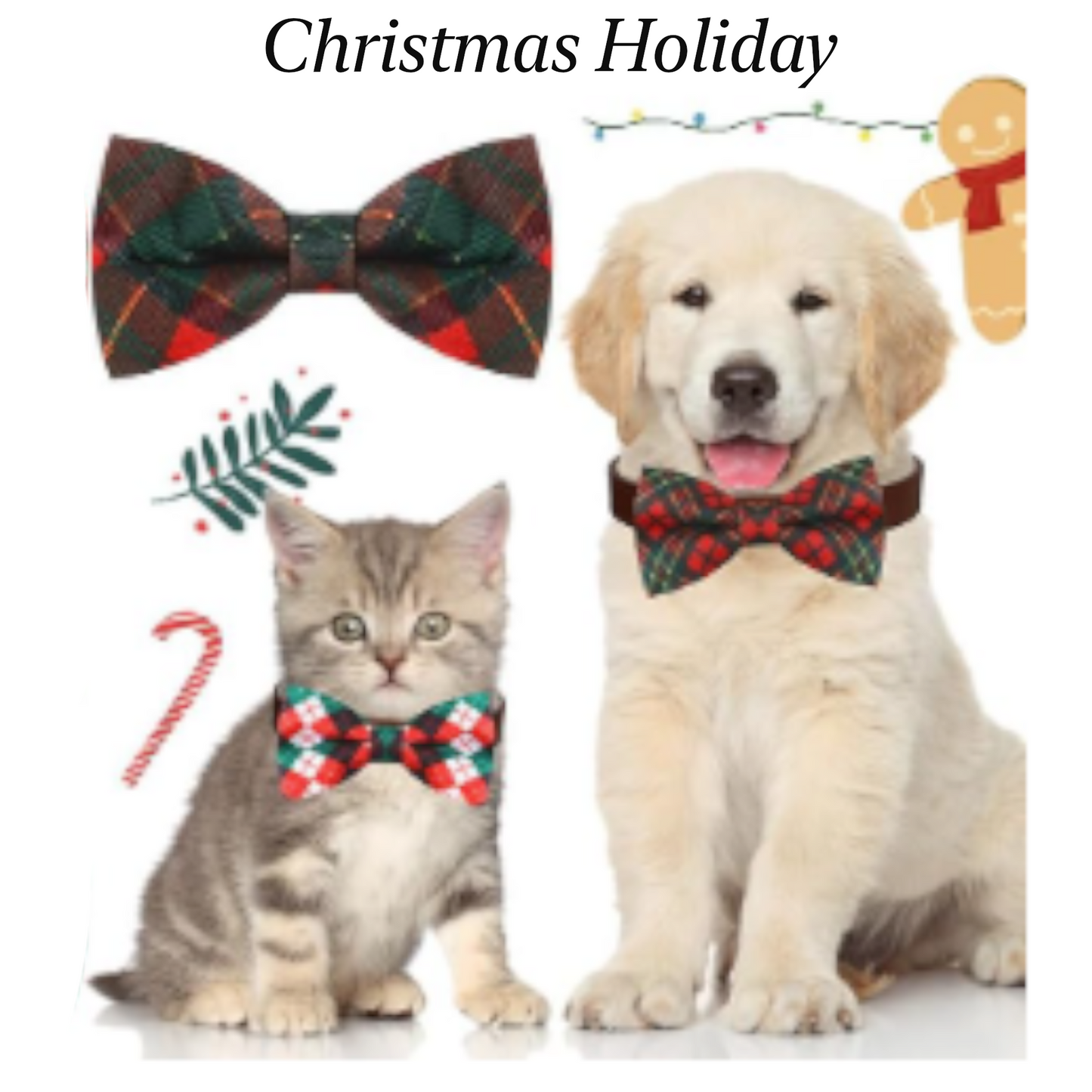 Festive Pet Collar Bow Ties