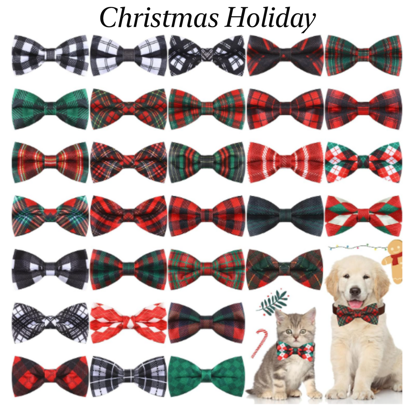 Festive Pet Collar Bow Ties