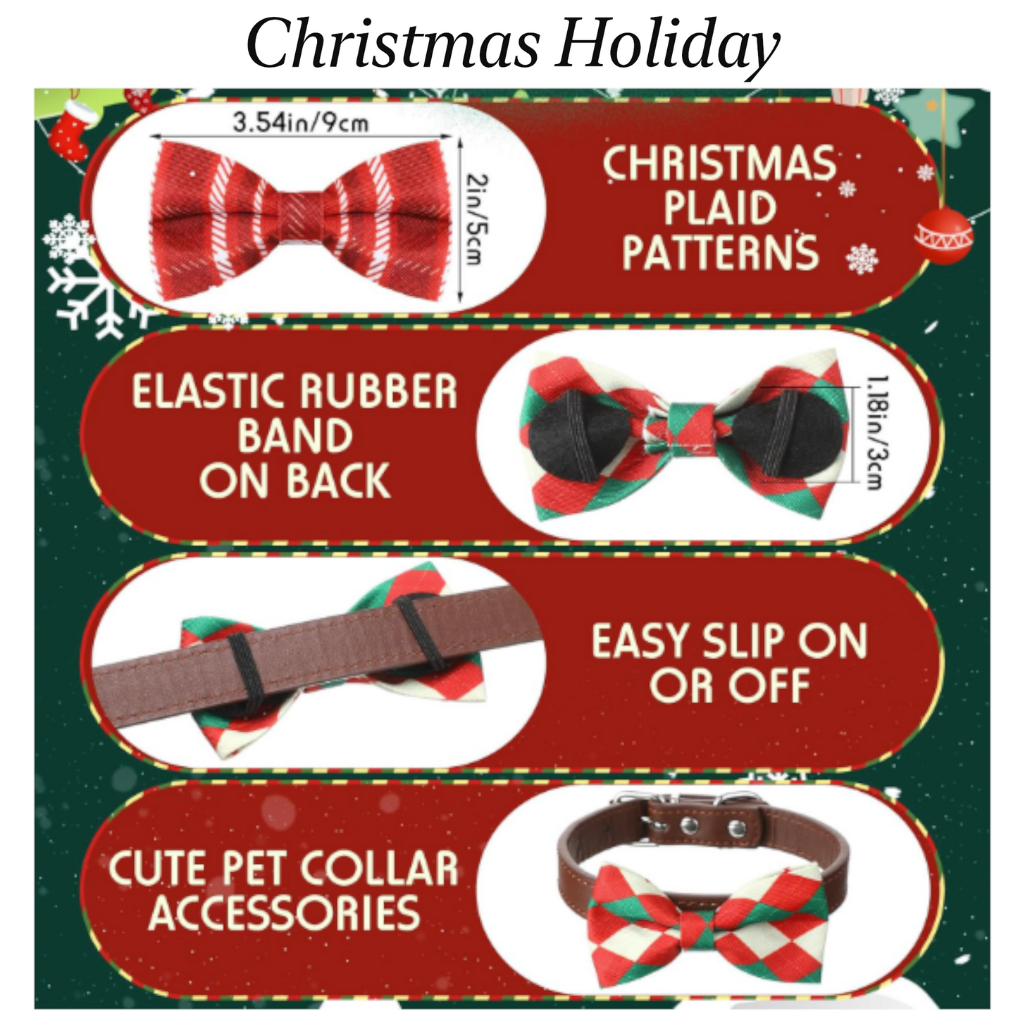 Festive Pet Collar Bow Ties