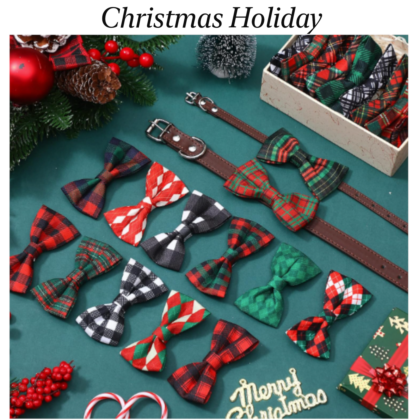 Festive Pet Collar Bow Ties